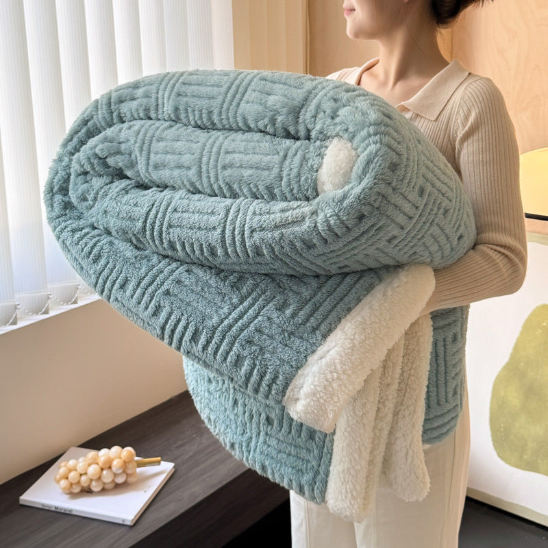 Double-layer Jacquard Lambswool Thickened Warm Blanket