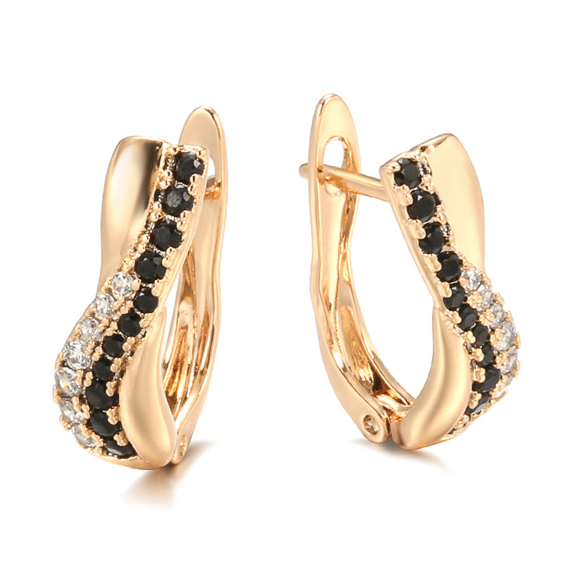 Popular Micro Inlaid Zircon Personality Fashion Geometric Earrings