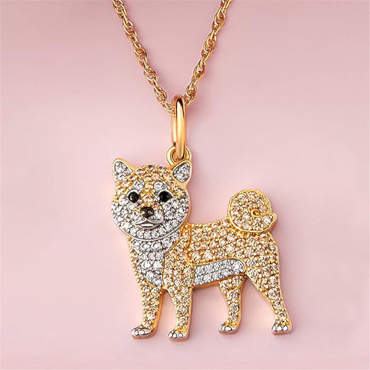 Eco-friendly Zinc Alloy Die-cast Cartoon Puppy Cute Shiba Inu Pendant Necklace