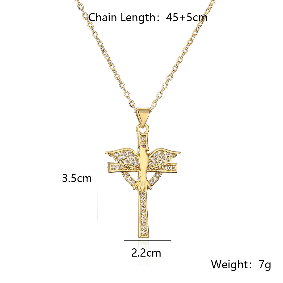 18K Gold Zircon Pendant Necklace For Women