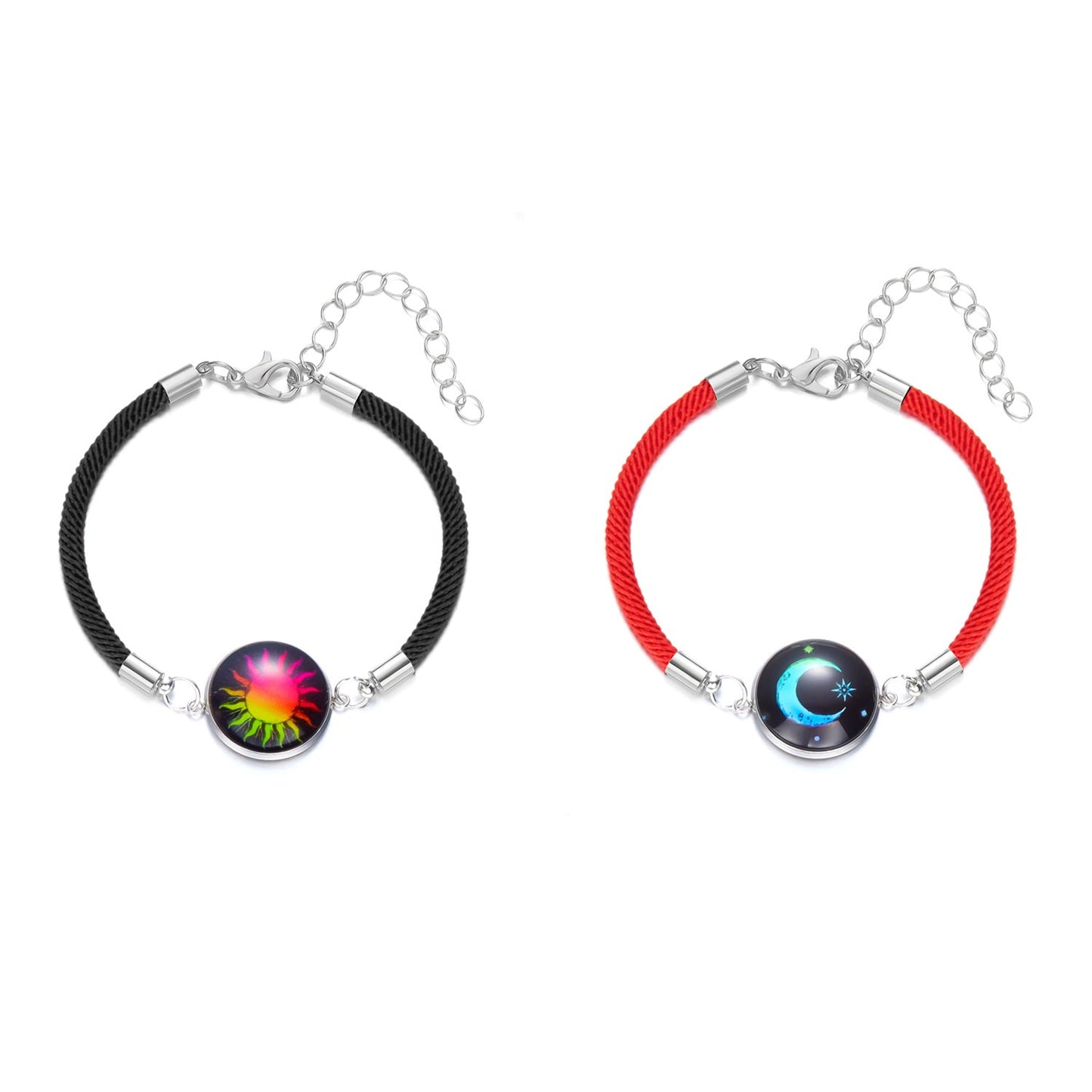 Sun Moon Stainless Steel Valentine's Day Couple Round Luminous Bracelet