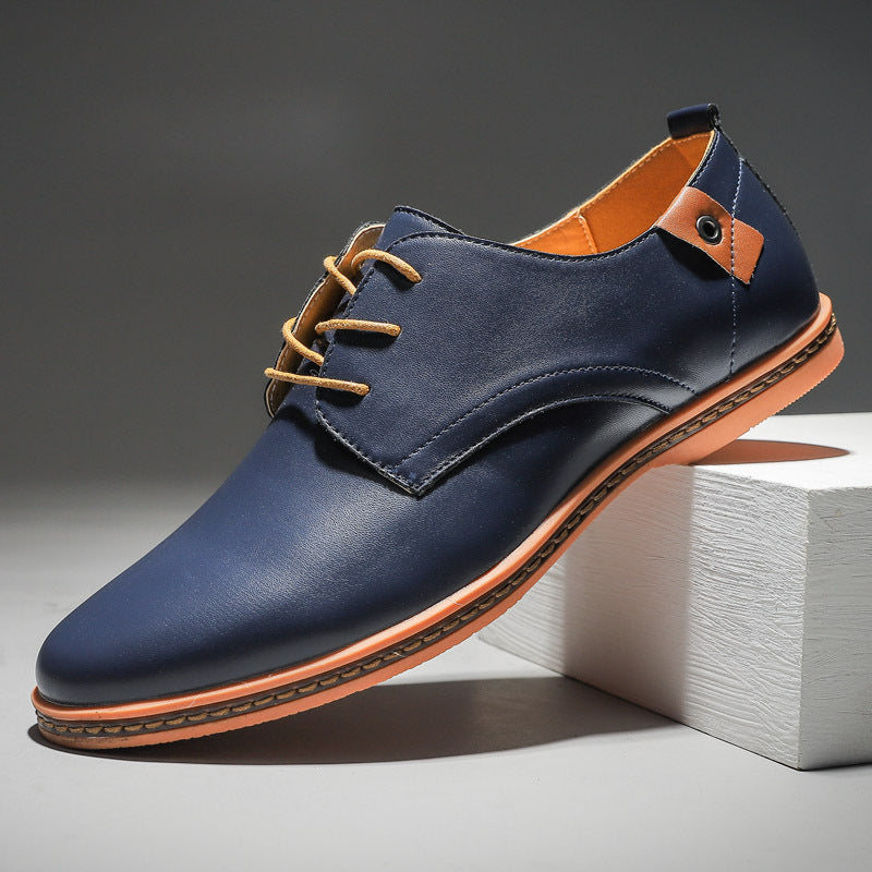 Men's Casual Business Shoes Leather Surface Lace-up Pumps