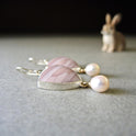 New Style Pink Opal And Pearl Earrings