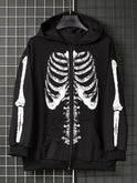 Zipper Sweater Dark Style Y2g Vintage Cardigan Coat Skull Print