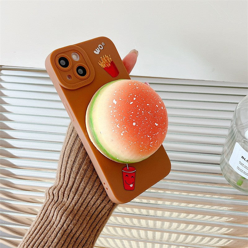 Creative Hamburger Decompression Squeezing Toy Phone Case