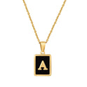 18K Gold Stainless Steel Square Letter Necklace For Women