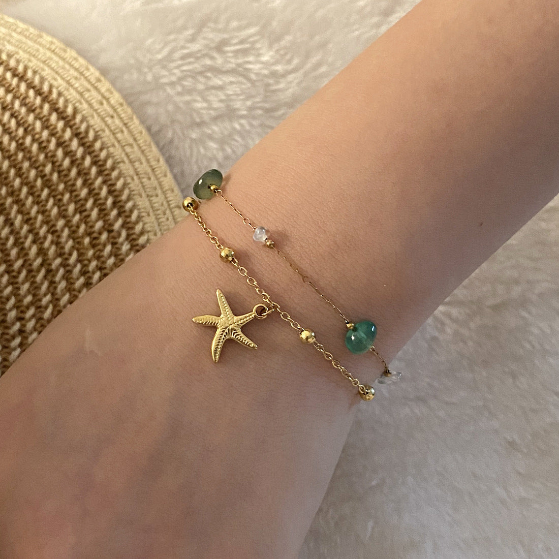 Summer Shell Starfish Bracelet Natural Stone Bracelet