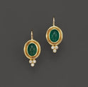 Women's Fashion Retro Style Green Oval Earrings