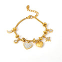 Graceful Personality Heart Shape With Diamond Bracelet Titanium Steel