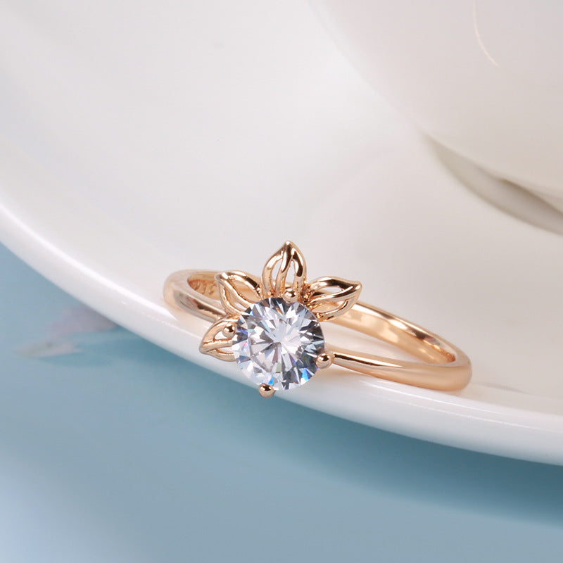 Fashionable Rose Gold Petal Ring For Women