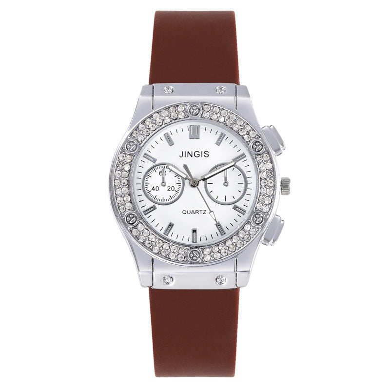 All-match Business Diamond Silicone Band Watch