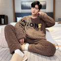 Men's FallWinter Thickened Coral Velvet Pajamas Suit