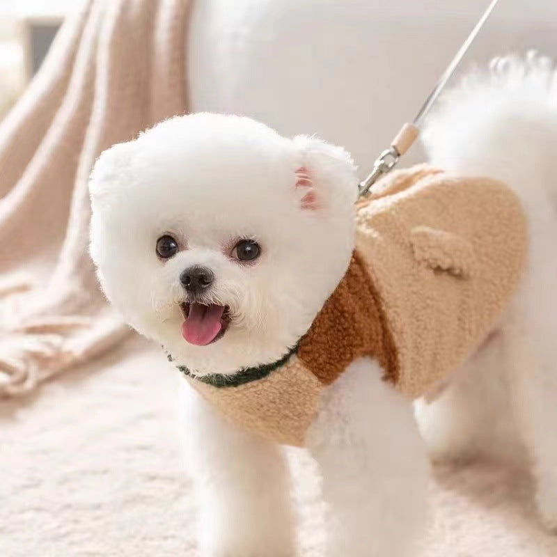 Color Matching Traction Vest Warm Dog Clothes