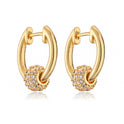 Mini Exquisite Real Gold Plating Zircon Geometry Ear Ring