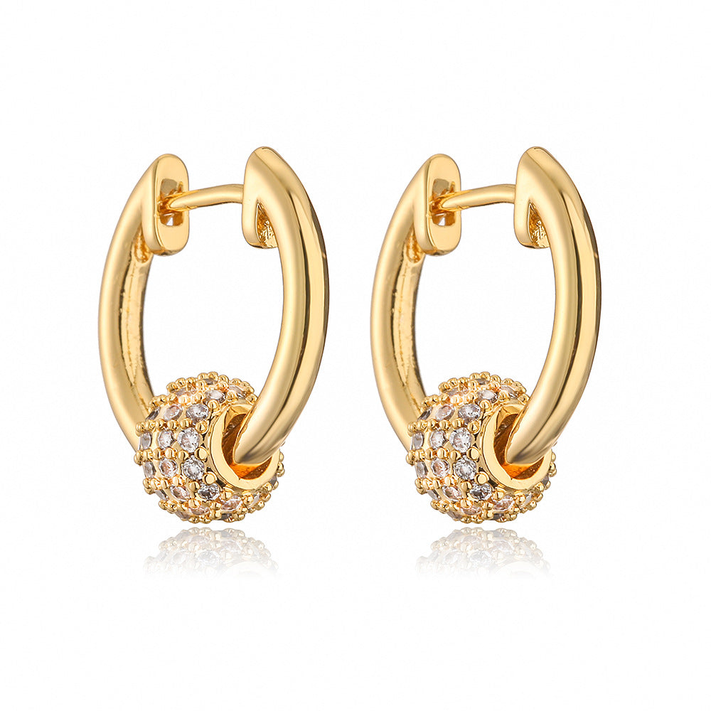 Mini Exquisite Real Gold Plating Zircon Geometry Ear Ring