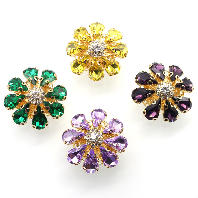 Creative Six-petal Large Rhinestone Flower Alloy Buckle Accessories