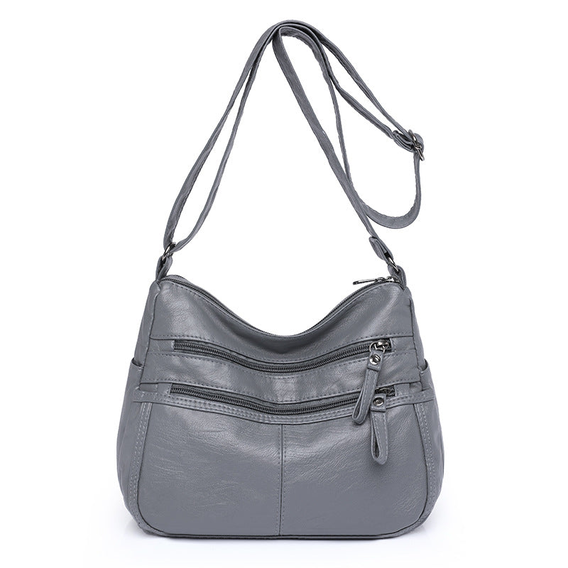 Messenger Bag Shoulder Washed Soft Leather Middle-aged And Elderly Versatile