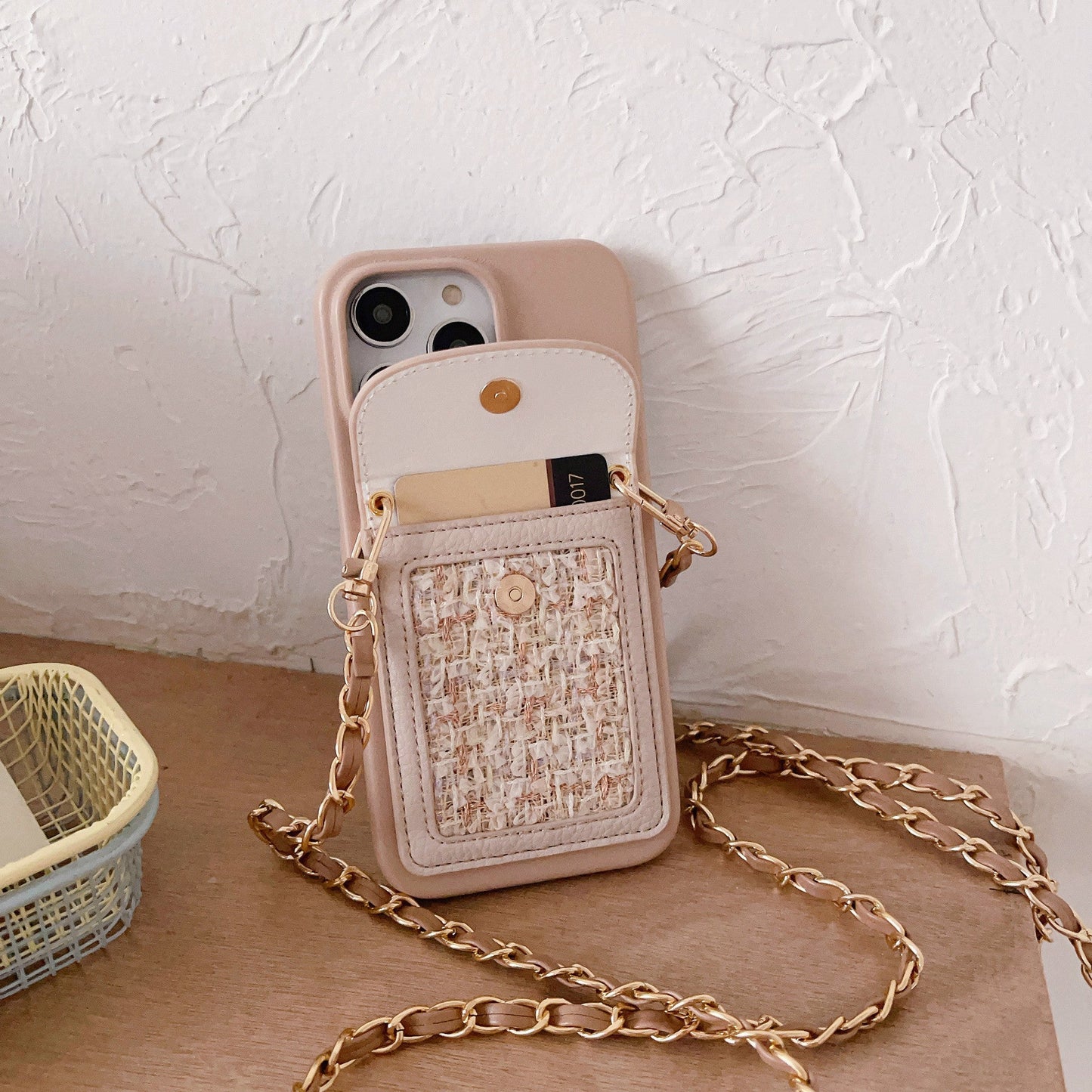 Crossbody Chain Card Holder Can Back Phone Case