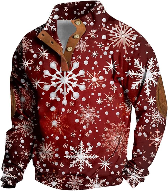 4-button Fashion Brand Casual Men's Printed Pullover Sweatshirt