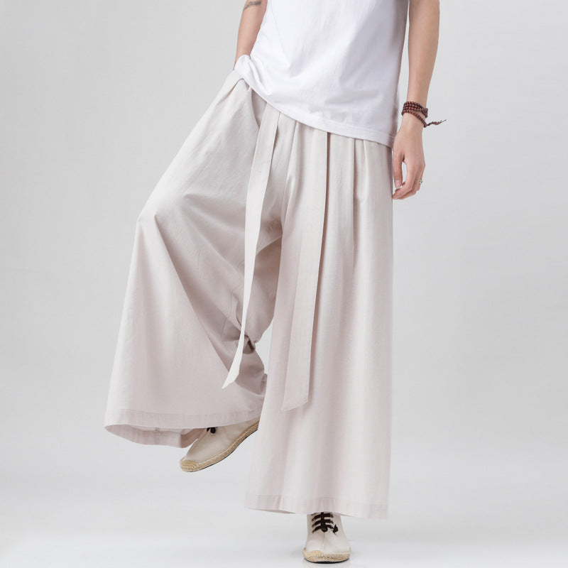 Cotton And Linen Plus Size Loose Trousers Men's Chinese Style