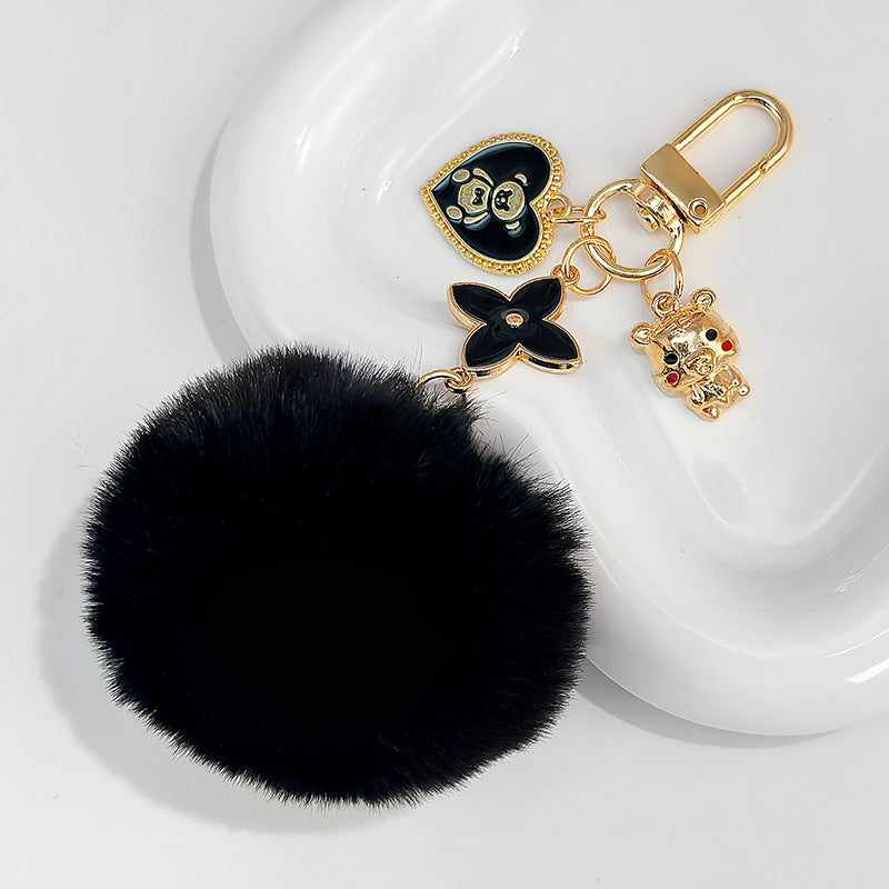 Love Bear Fur Ball Keychain Pendant