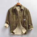 Cotton Men's Plus Velvet Working Wear Casual Shirt Coat