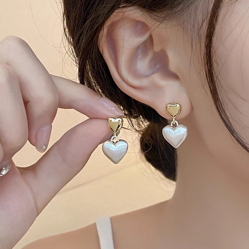 Double Love Frosted Stud Earrings For Women