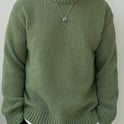 Solid Color Loose Knitted Pullover Leisure Japanese-style Retro Long Sleeve Round Neck Sweater Men