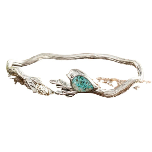 Fashion Retro Silver Branch Inlaid Cute Bird Bracelet