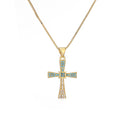 Special Interest Light Luxury Copper Plated Real Gold Zircon Cross Pendant Necklace