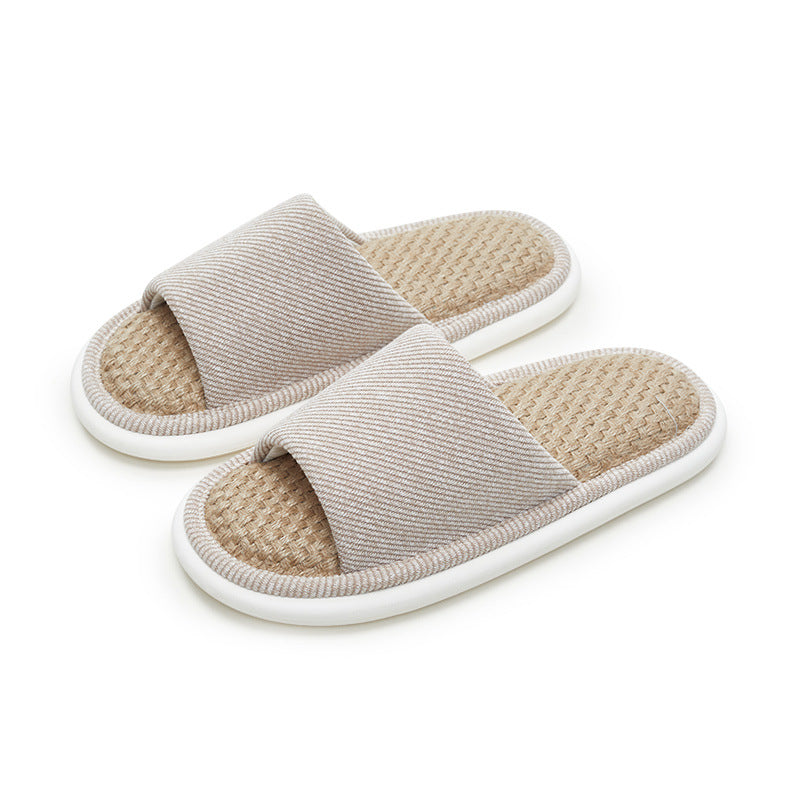 Indoor Wooden Floor Four Seasons Linen Thick Bottom Summer Slippers Women