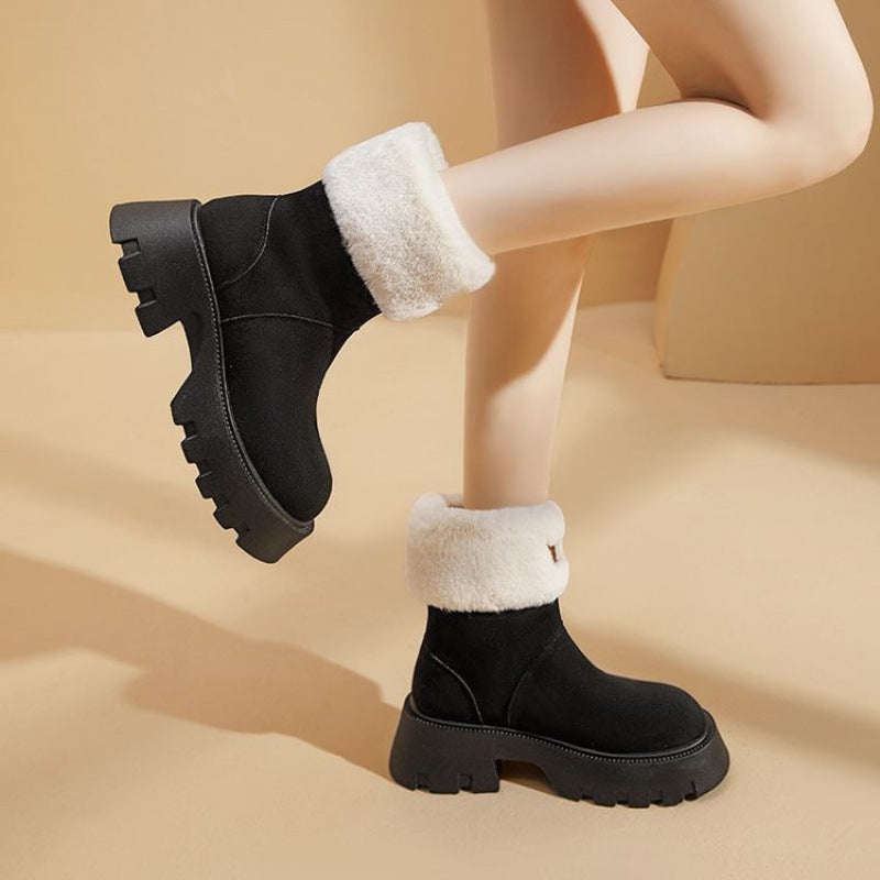 New Women's Winter Fleece-lined Thickening Thermal Cotton Shoes