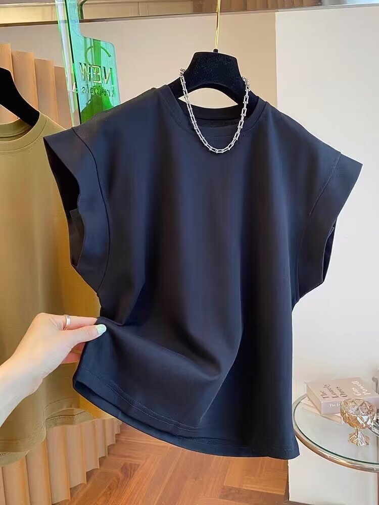 Solid Color High Quality Sleeveless Loose Casual Top