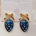 Vintage Plaid Bow Drip Glazed Enamel Earrings