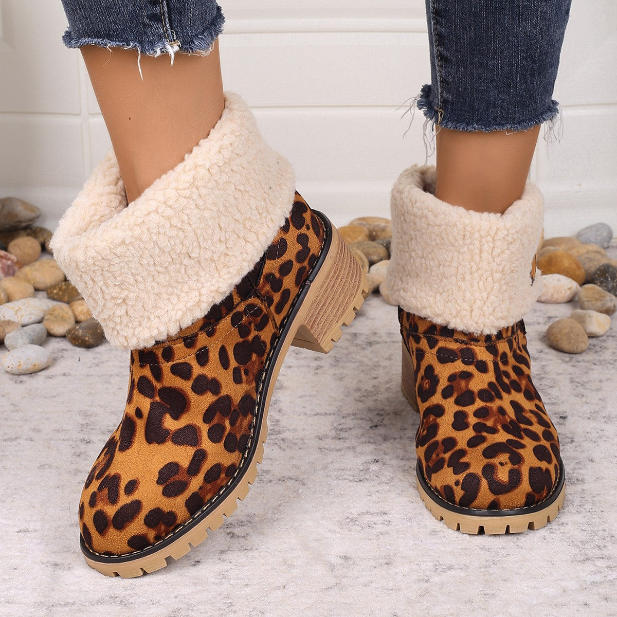 Artificial Plush Women's Winter Plus Size Mid Boots