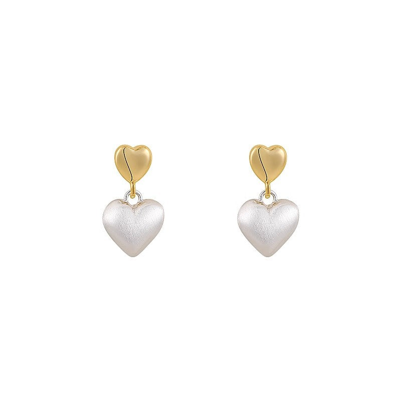 Double Love Frosted Stud Earrings For Women