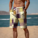 New Summer Breathable Hawaiian Printed Plaid Men's Shorts