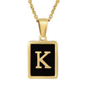 18K Gold Stainless Steel Square Letter Necklace For Women