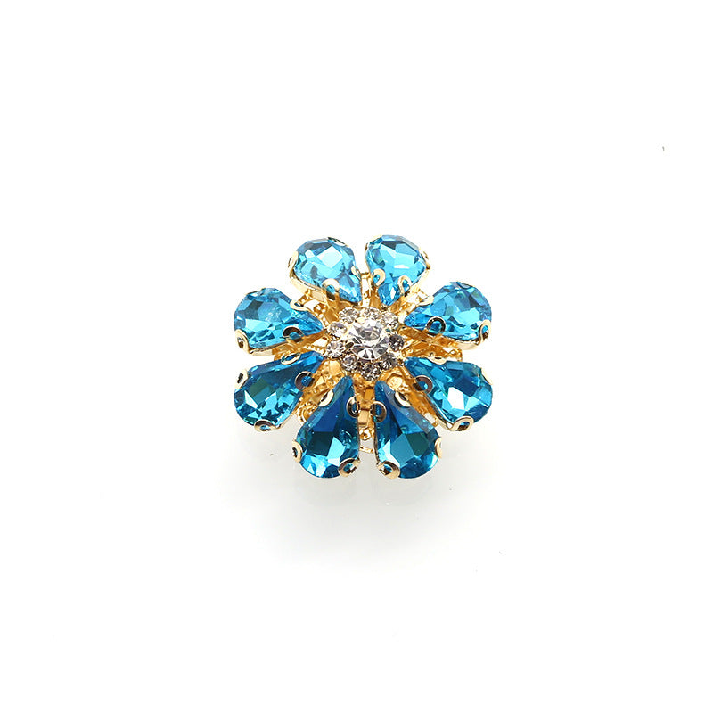 Creative Six-petal Large Rhinestone Flower Alloy Buckle Accessories