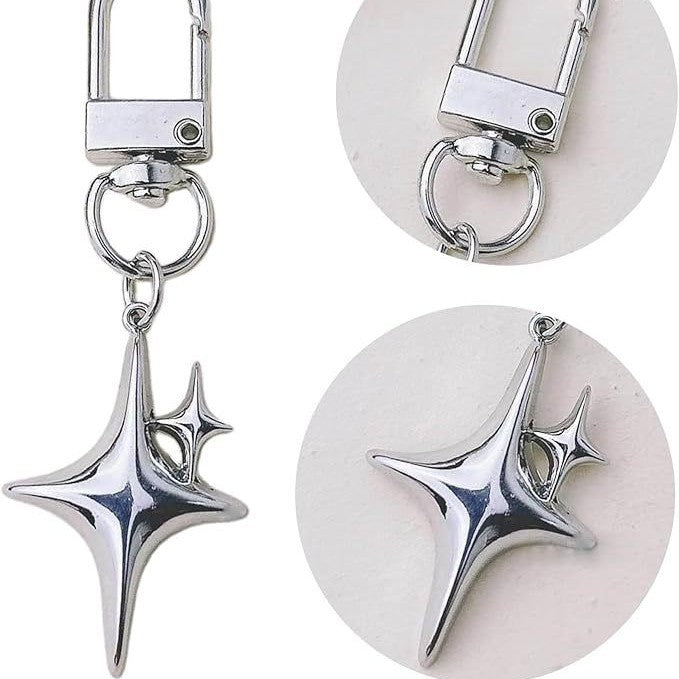 Creative Double Eight-pointed Stars Alloy Key Ring