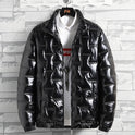 Men's Glossy Solid Color Stand-up Collar Casual Jacket