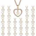 26 Letters Heart-shaped Zircon Pendant Necklace Stainless Steel Gold Color Chains Jewelry Birthday Gift For Women