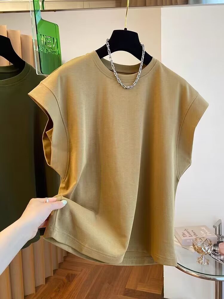 Solid Color High Quality Sleeveless Loose Casual Top