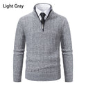 Men's Half Zipped Stand Collar Pullover Fleece Sweater