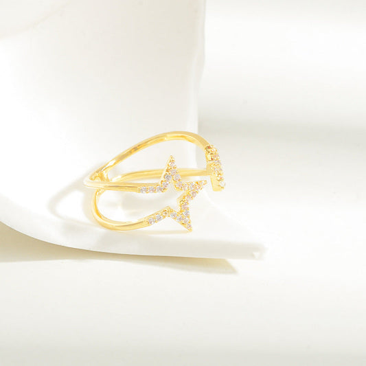 Niche Five-pointed Star Index Finger Ring Female Simple Cold Style