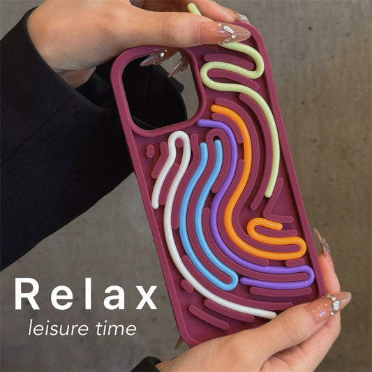 Decompression Puzzle Silicone Phone Case Color Line Chart Twist