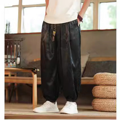 Men's Chinese Style Dragon Print Lantern Harem Pants