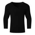 Retro Solid Color Men's Clothing V-neck Long Sleeve Top Loose European And American