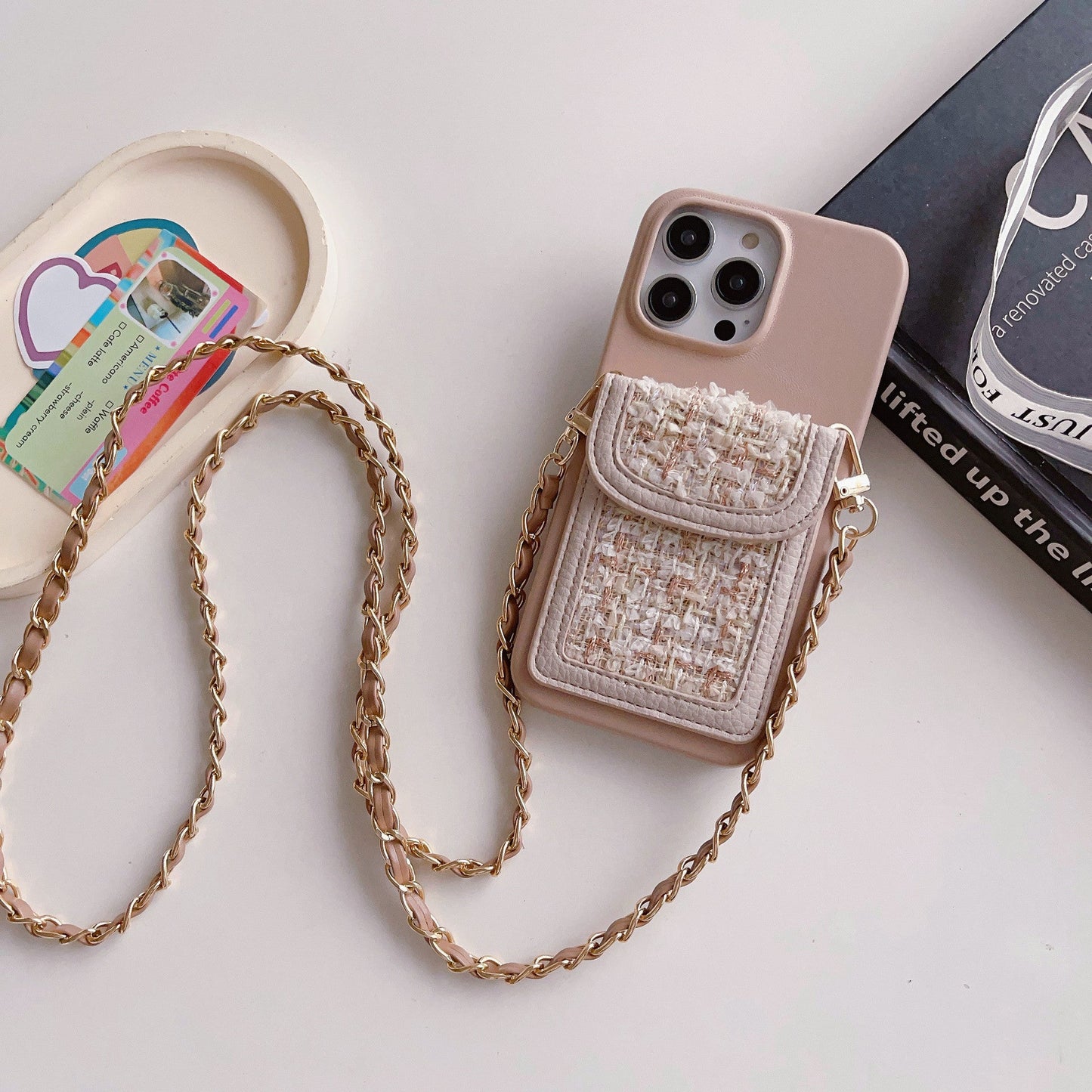 Crossbody Chain Card Holder Can Back Phone Case