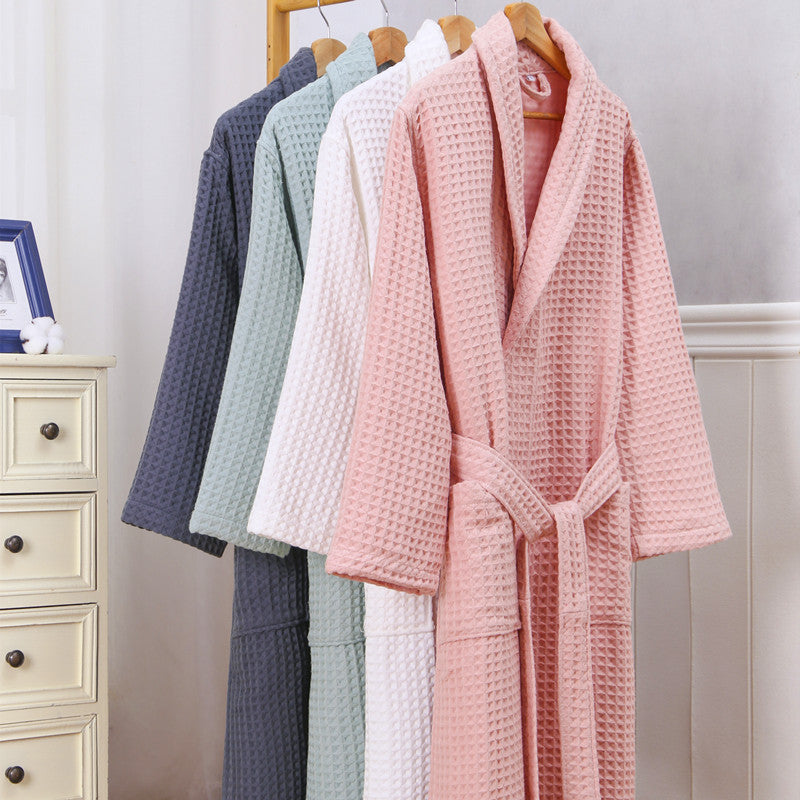 Cotton Double Waffle Unisex Thickened Long Robe